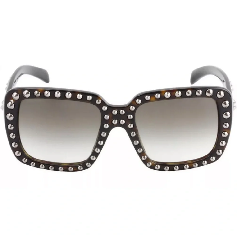 Prada Square Havana Studded Sunglasses
